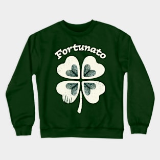 Fortunato Emblem - Distressed Four-Leaf Graphic Design Crewneck Sweatshirt